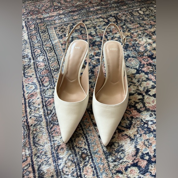 MANGO Cream/White Kitten Heels - Picture 3 of 4